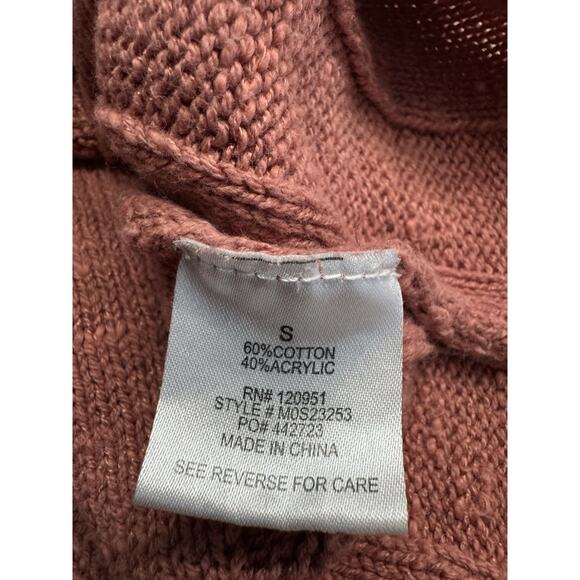 Hippie Rose Textured Knit Sweater Small Soft V Neck Red Pink - Picture 3 of 5